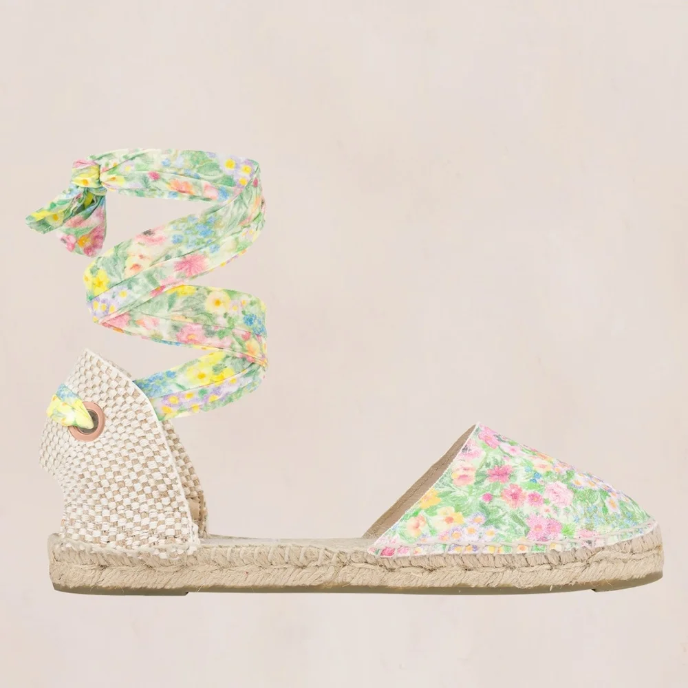 NWT LoveShackFancy Manebi Espadrilles Wrap Sandal Rainbow Skies